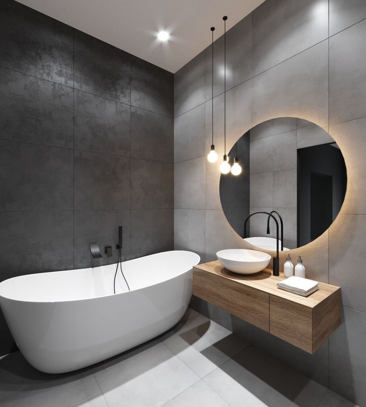 Квадратная ванная комната в стиле модерн