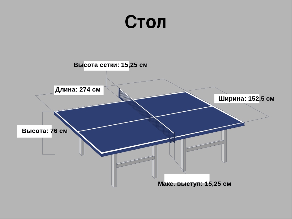 Размеры стандартного теннисного стола настольного тенниса