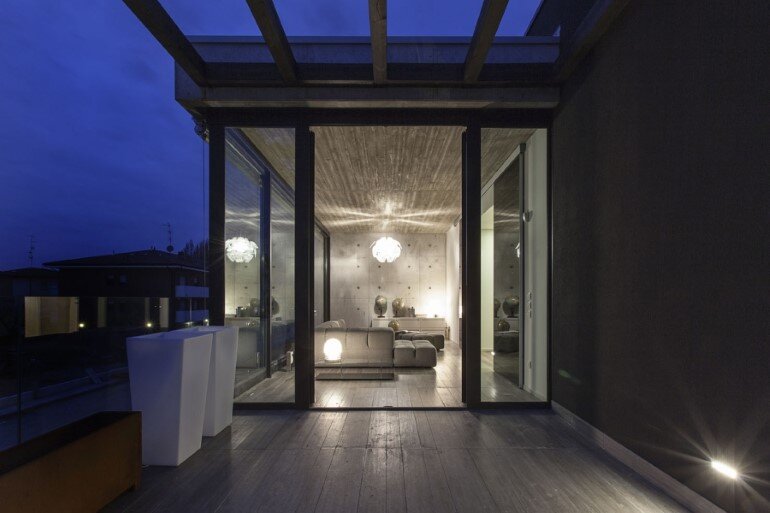 Modern Concrete Block House with Wooden Patio Attached (2)