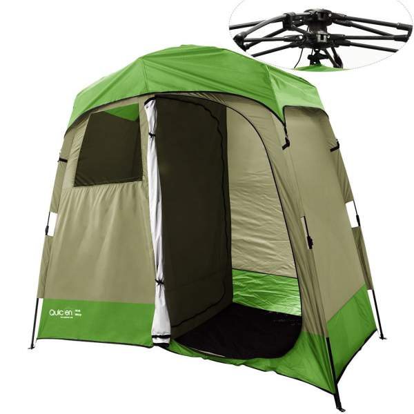 Quictent 2-Room Pop Up Automatic Rod Bracket Shower Tent.