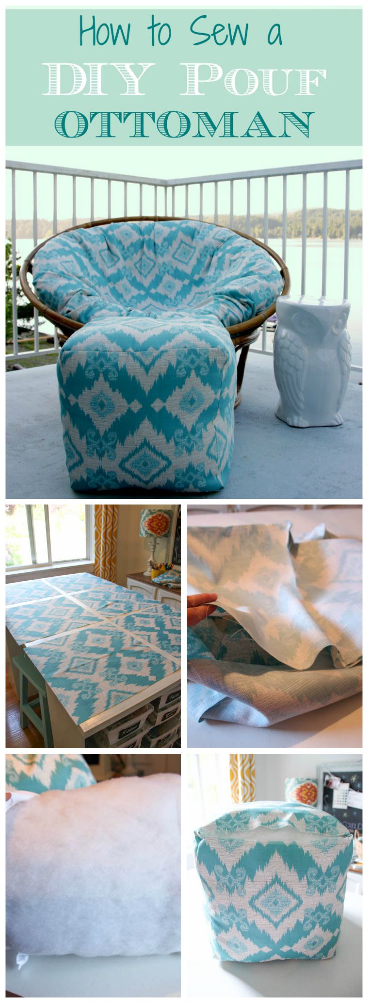 How to sew a DIY pouf ottoman poster.