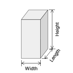 Square column with dimensions in width, length and height