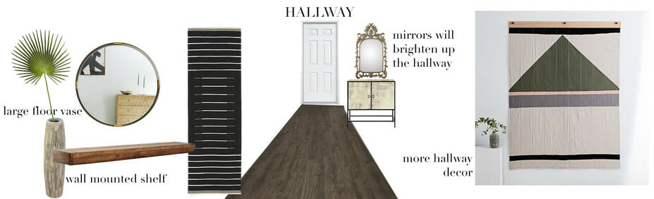 hallway moodboard for eclectic online studio apartment design